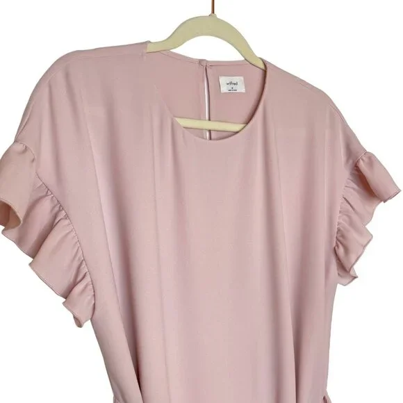 Aritzia Wilfred Ninette Ruffle Wrap Dress in Rose Quartz, M - Picture 3 of 10